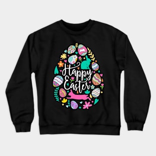 happy easter, egg, rabbit, bunny Crewneck Sweatshirt